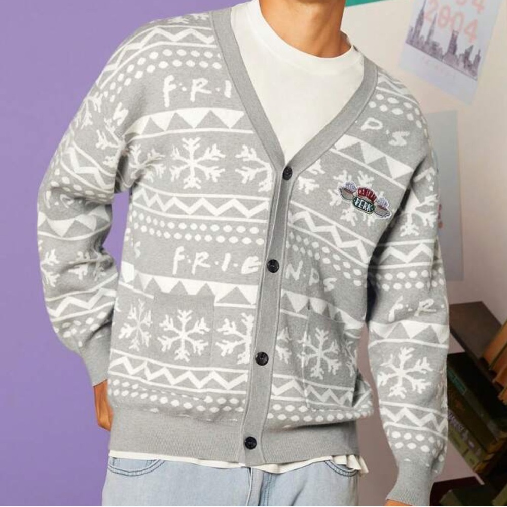 FRIENDS X SHEIN Unisex Patched Cardigan ( size L) NWT